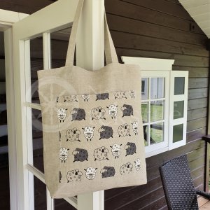 Printed semi-linen shopping bag "Sheep"